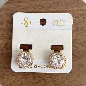 Sophia Collection Halo Earrings CZ Clip On